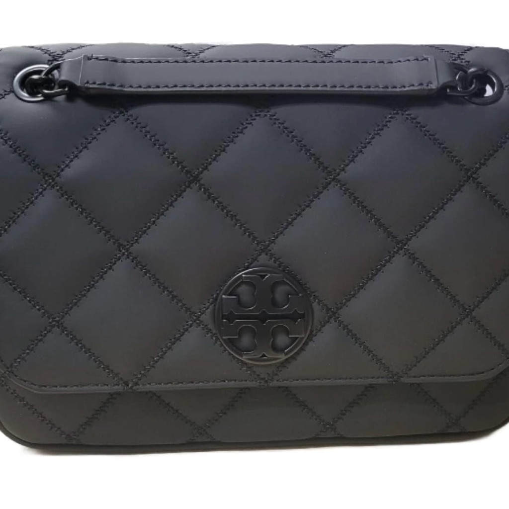 Tory Burch Black Quilted Crossbody Bag With Chain Strap